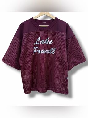 Vintage 80s-90s Majestic Lake Powell Cropped Mesh Football Jersey Maroon Medium